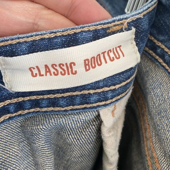 Eddie Bauer Blue Bootcut Jean Floral Embroidered Pockets 34 W Boho Western - Picture 10 of 12